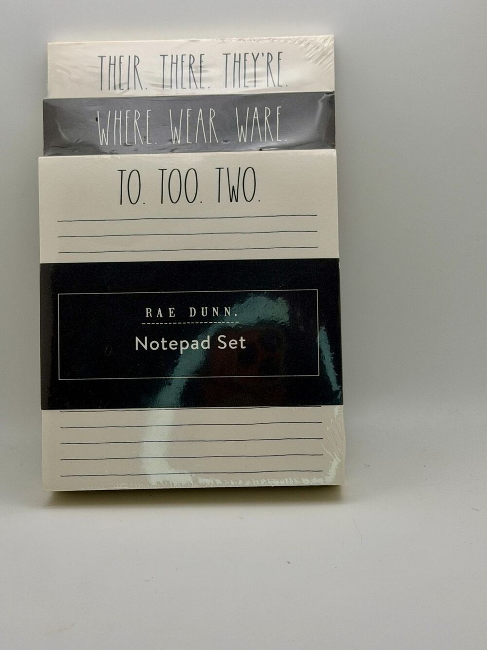 Rae Dunn Grammar-Themed Notepad Set 3-Piece Lined Pages Neutral Colors New